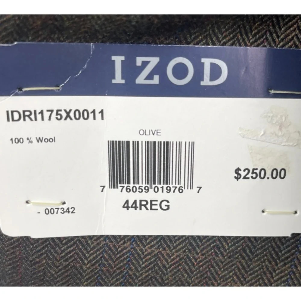 NWT Izod Men's Blazer 44R Brown Herringbone‎ 100% Wool